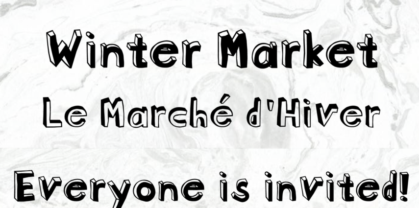 Join us for our Winter Market, Saturday, December 2, 10:30 am - 1:00 pm, for baked goods, kids' activities and crafts.